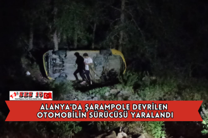 Alanya'da Şarampole Devrilen Otomobilin Sürücüsü Yaralandı