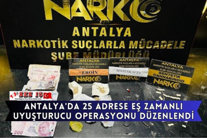 Antalya'da 25 Adrese Eş Zamanlı Uyuşturucu Operasyonu Düzenlendi