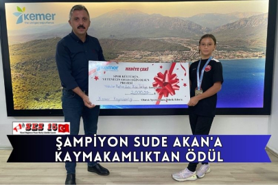 Şampiyon Sude Akan'a Kaymakamlıktan Ödül