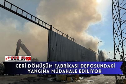 Geri Dönüşüm Fabrikası Deposundaki Yangına Müdahale Ediliyor