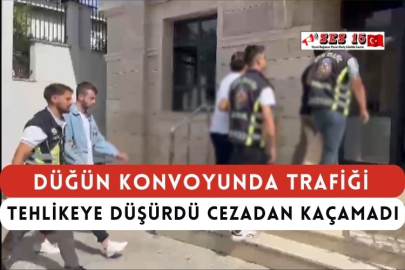 Düğün Konvoyunda Trafiği Tehlikeye Düşürdü Cezadan Kaçamadı