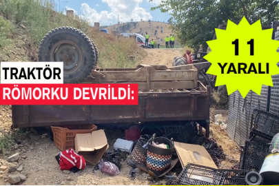 Traktör Römorku Devrildi: 11 Yaralı