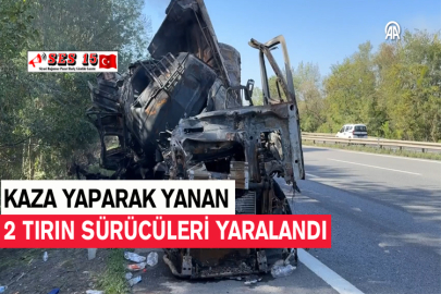 Kaza Yaparak Yanan 2 Tırın Sürücüleri Yaralandı