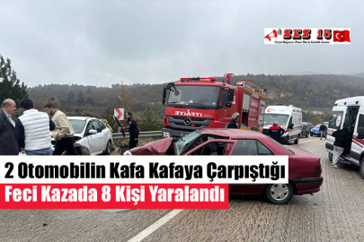 2 Otomobilin Kafa Kafaya Çarpıştığı Feci Kazada 8 Kişi Yaralandı