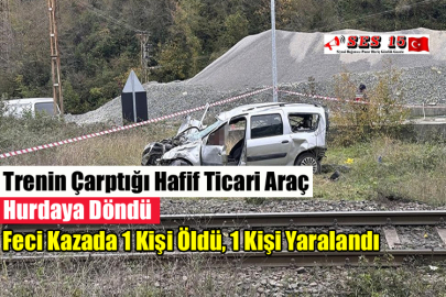 Trenin Çarptığı Hafif Ticari Araç Hurdaya Döndü Feci Kazada 1 Kişi Öldü, 1 Kişi Yaralandı