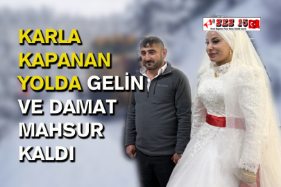 Karla Kapanan Yolda Gelin Ve Damat Mahsur Kaldı