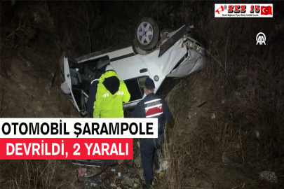 Otomobil Şarampole Devrildi, 2 Yaralı